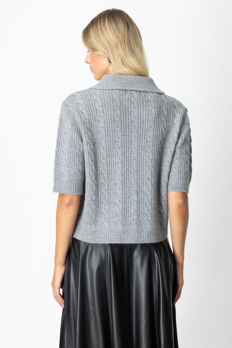 On Kadın Kısa Kollu Örme Hırka 65917 Gri - 4