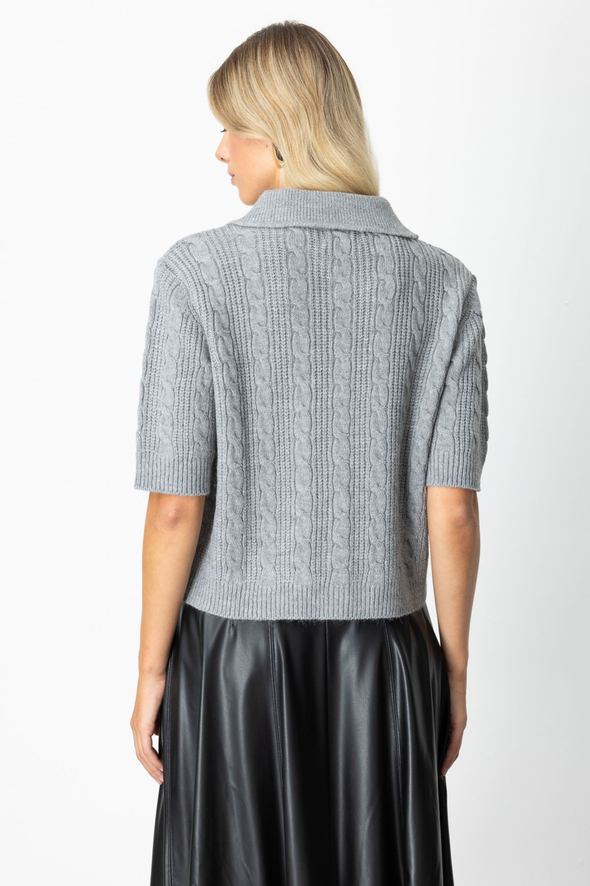 On Kadın Kısa Kollu Örme Hırka 65917 Gri - 4