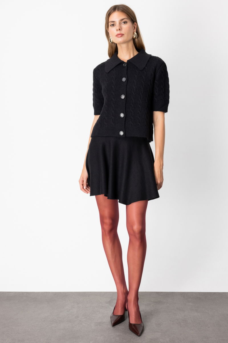 On Kadın Kısa Kollu Örme Hırka 65917 Siyah - 3