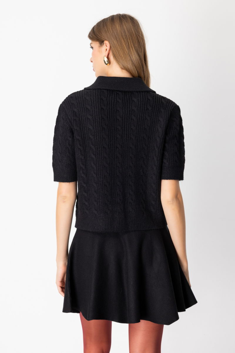 On Kadın Kısa Kollu Örme Hırka 65917 Siyah - 4