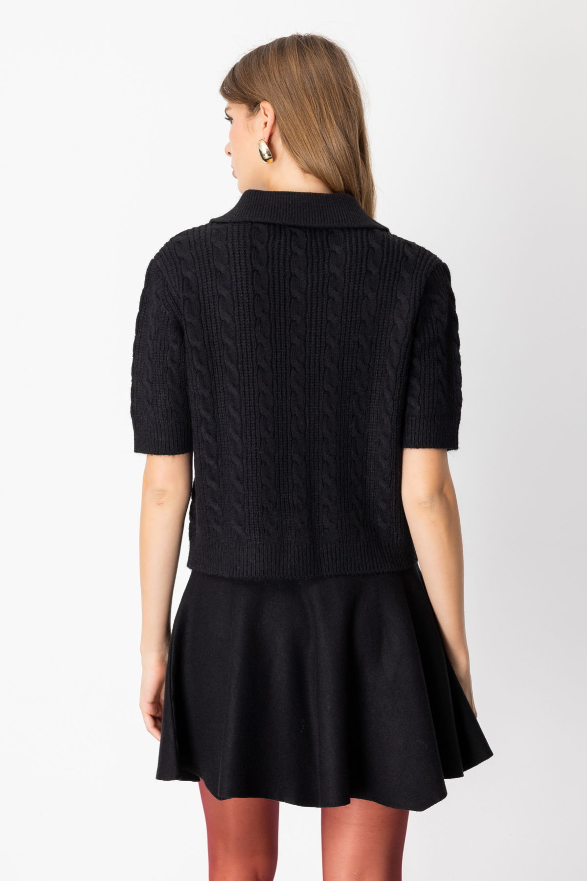 On Kadın Kısa Kollu Örme Hırka 65917 Siyah - 4