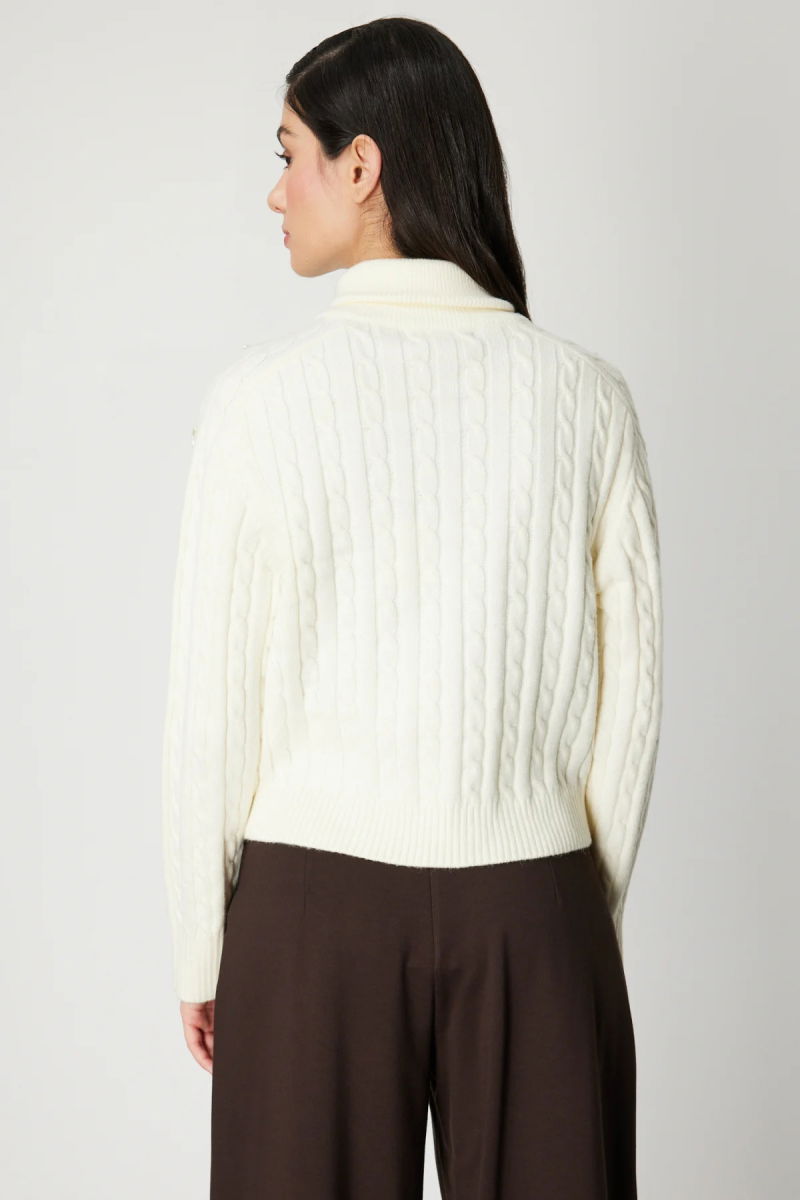 On Kadın Kurdele Detaylı Dik Yaka Hırka 60925 Ekru - 4