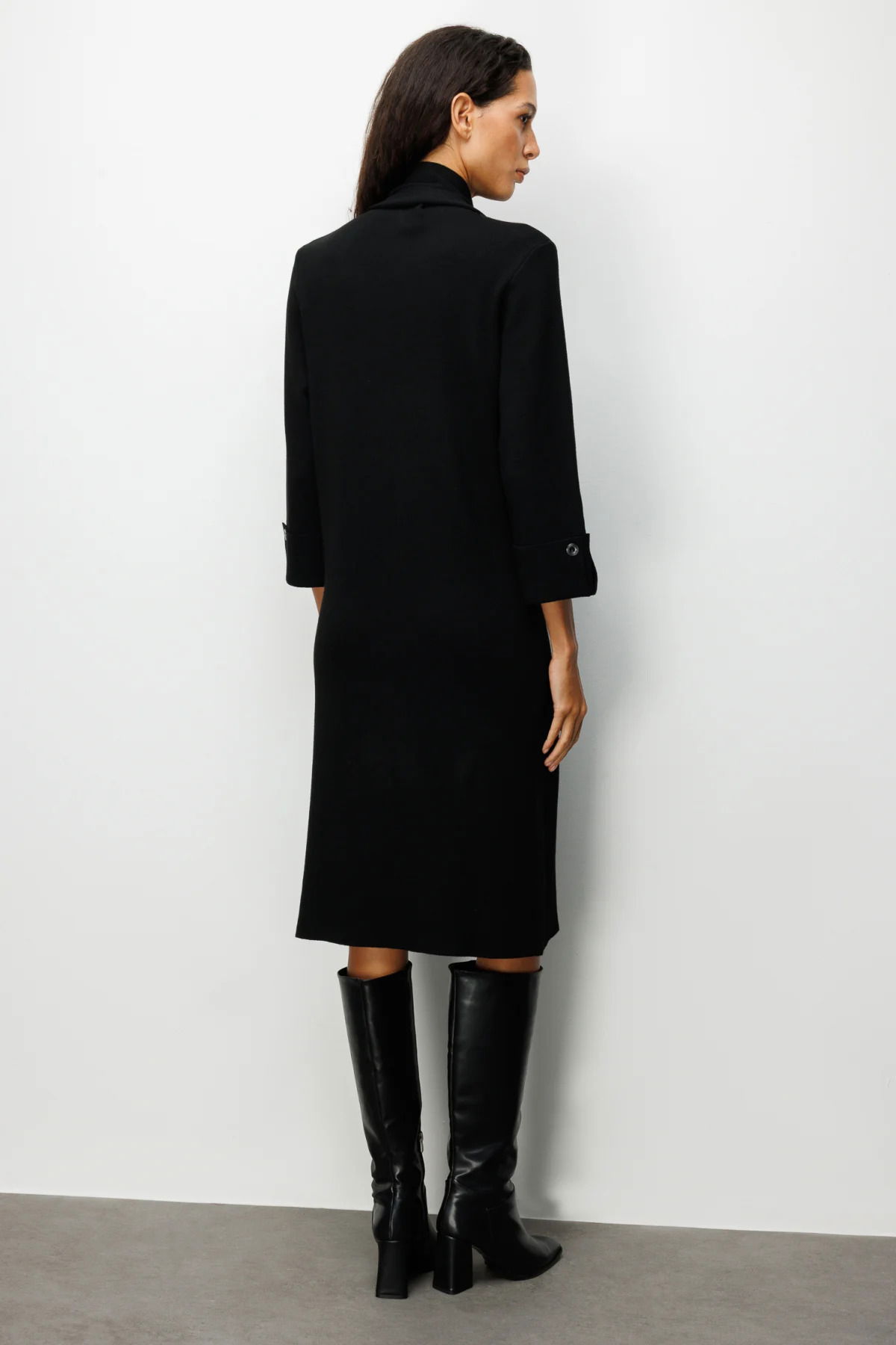 On Kadın Kuşaklı Midi Boy Triko Elbise 63315 Siyah - 4