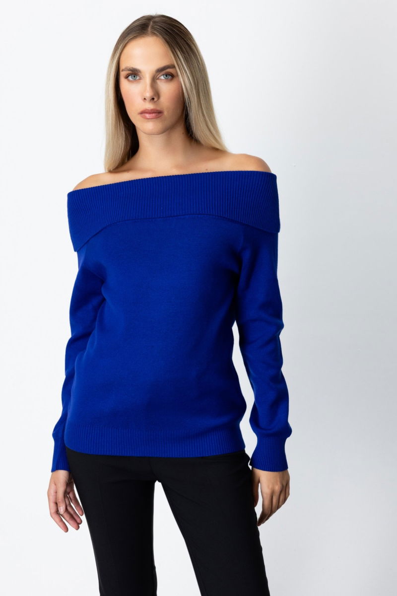 On Kadın Madonna Yaka Triko Kazak 65380 Saks - On