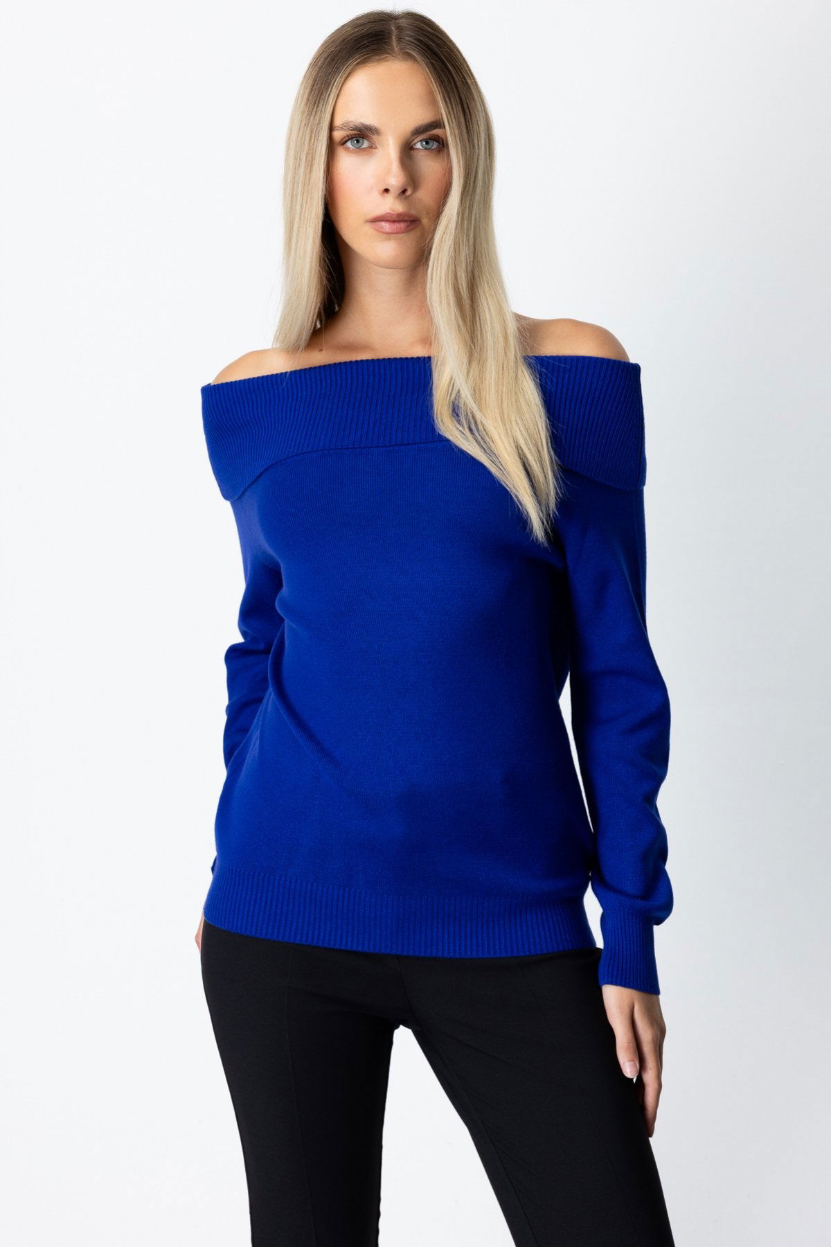 On Kadın Madonna Yaka Triko Kazak 65380 Saks - 2