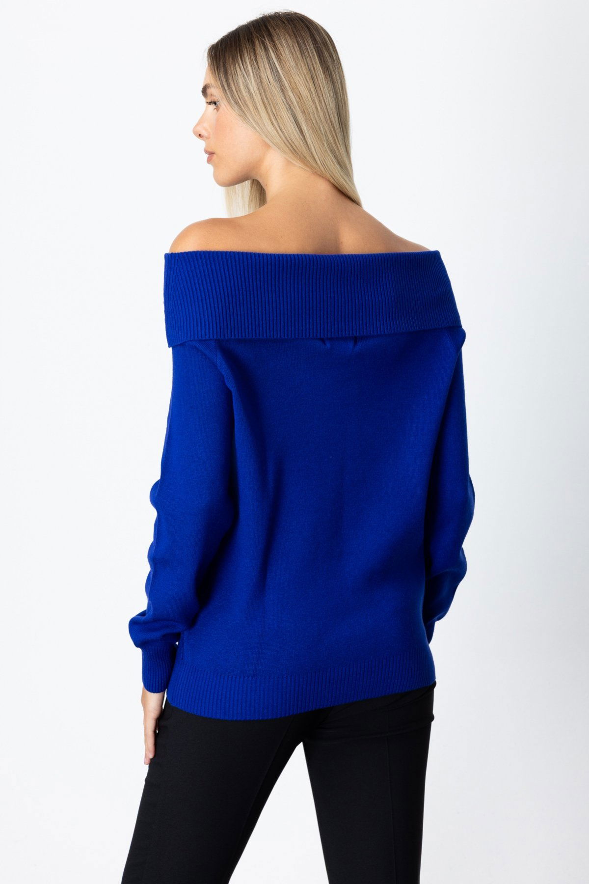 On Kadın Madonna Yaka Triko Kazak 65380 Saks - 3