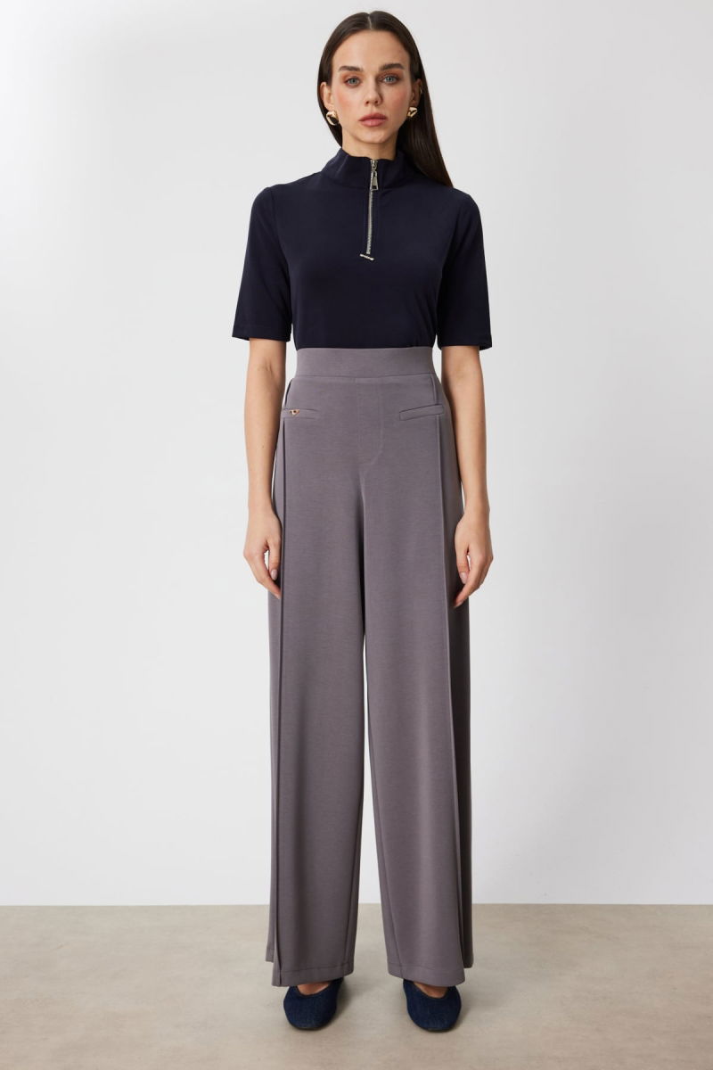 On Kadın Metal Aksesuarlı Bol Paça Eşofman Altı 74125 Antrasit - On