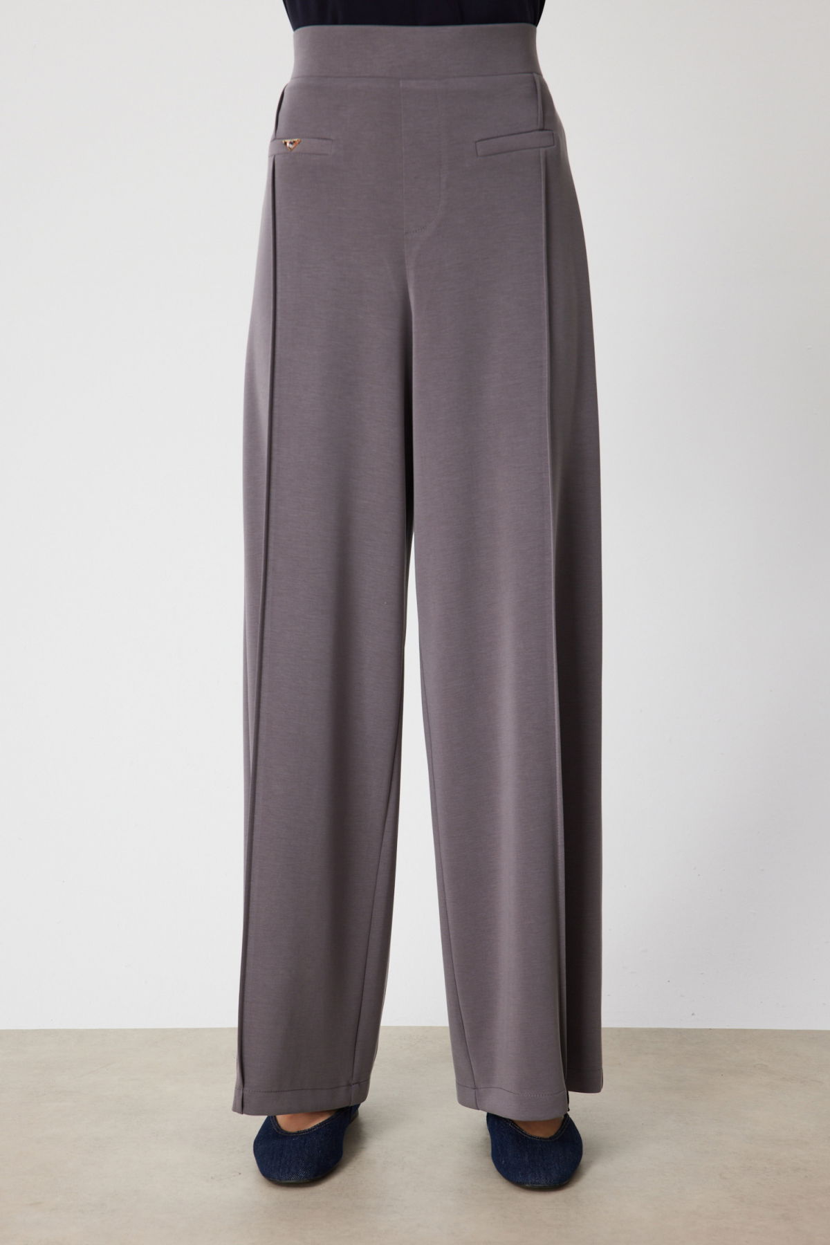 On Kadın Metal Aksesuarlı Bol Paça Eşofman Altı 74125 Antrasit - 3