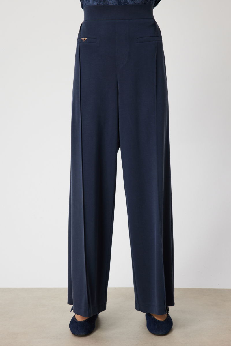 On Kadın Metal Aksesuarlı Bol Paça Eşofman Altı 74125 Lacivert - 3