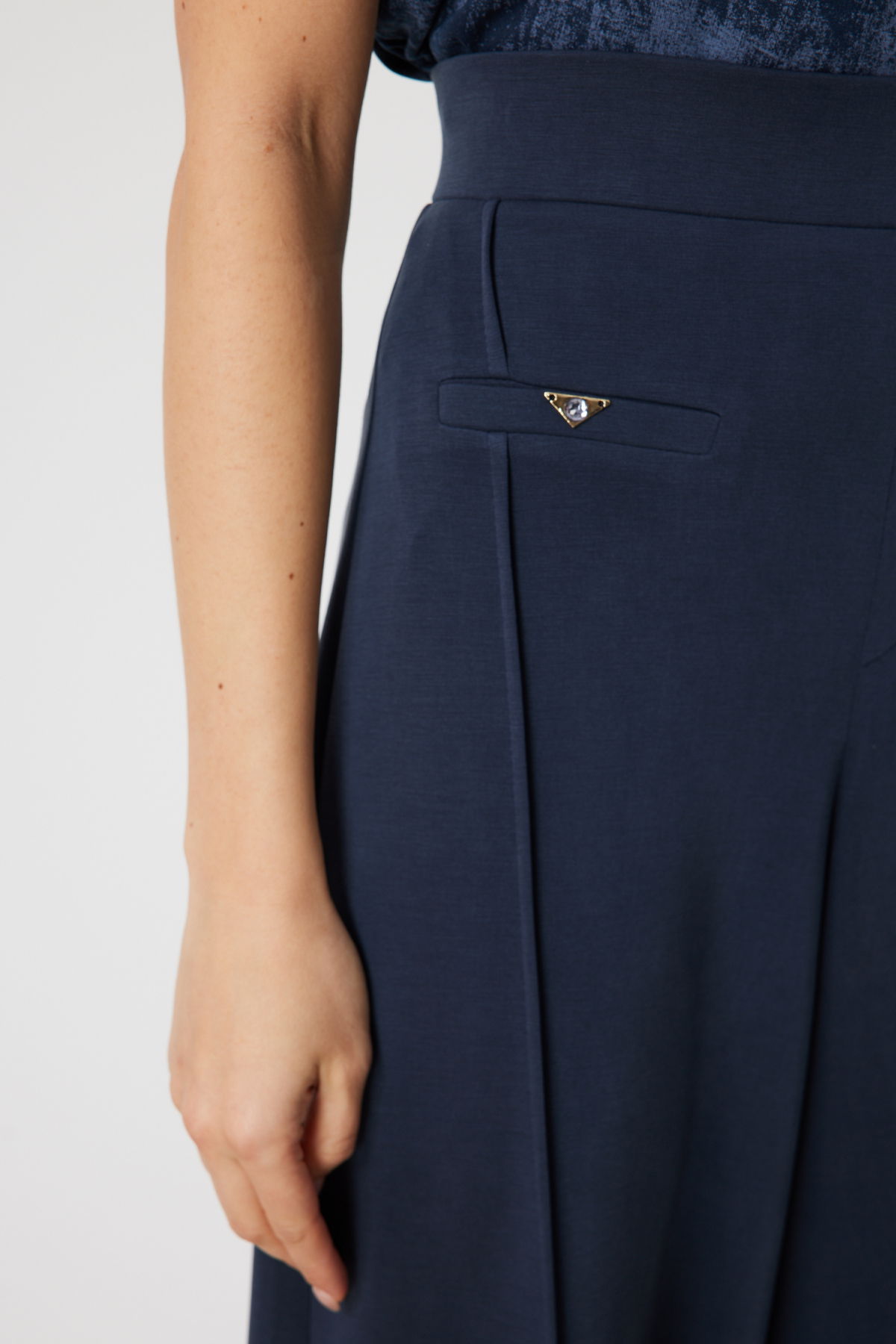 On Kadın Metal Aksesuarlı Bol Paça Eşofman Altı 74125 Lacivert - 4