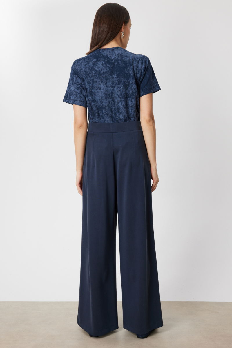 On Kadın Metal Aksesuarlı Bol Paça Eşofman Altı 74125 Lacivert - 5