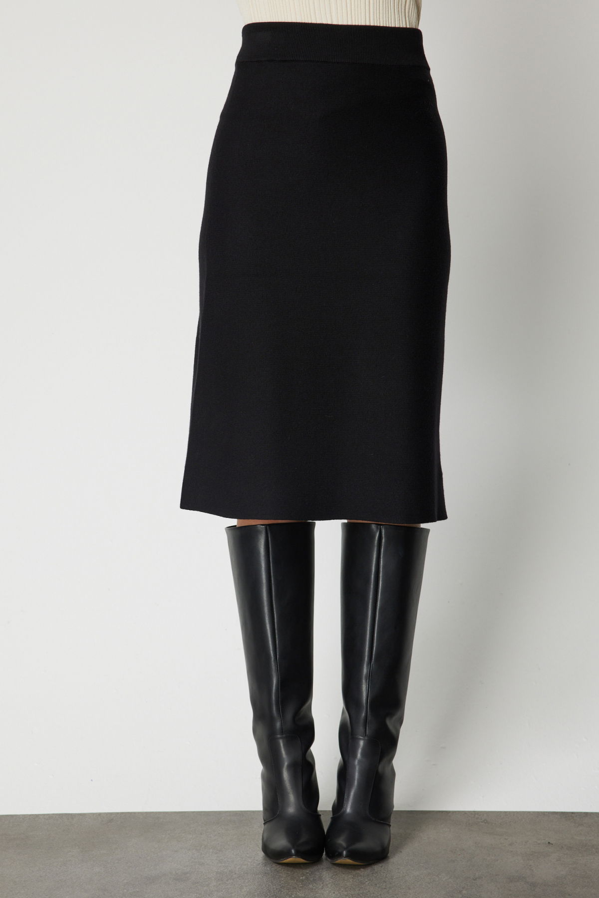 On Kadın Midi Boy Düz Triko Etek 69200 Siyah - 2