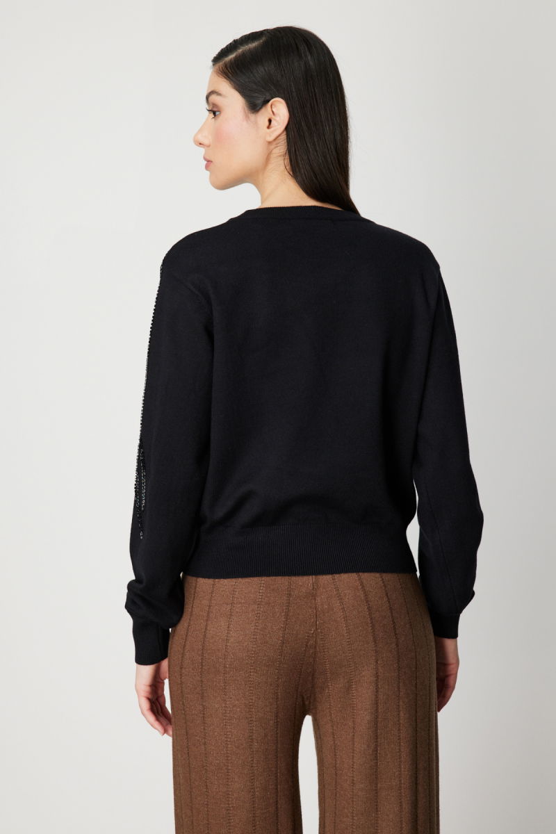 On Kadın Omzu Taş Detaylı Triko Kazak 60354 Siyah - 4