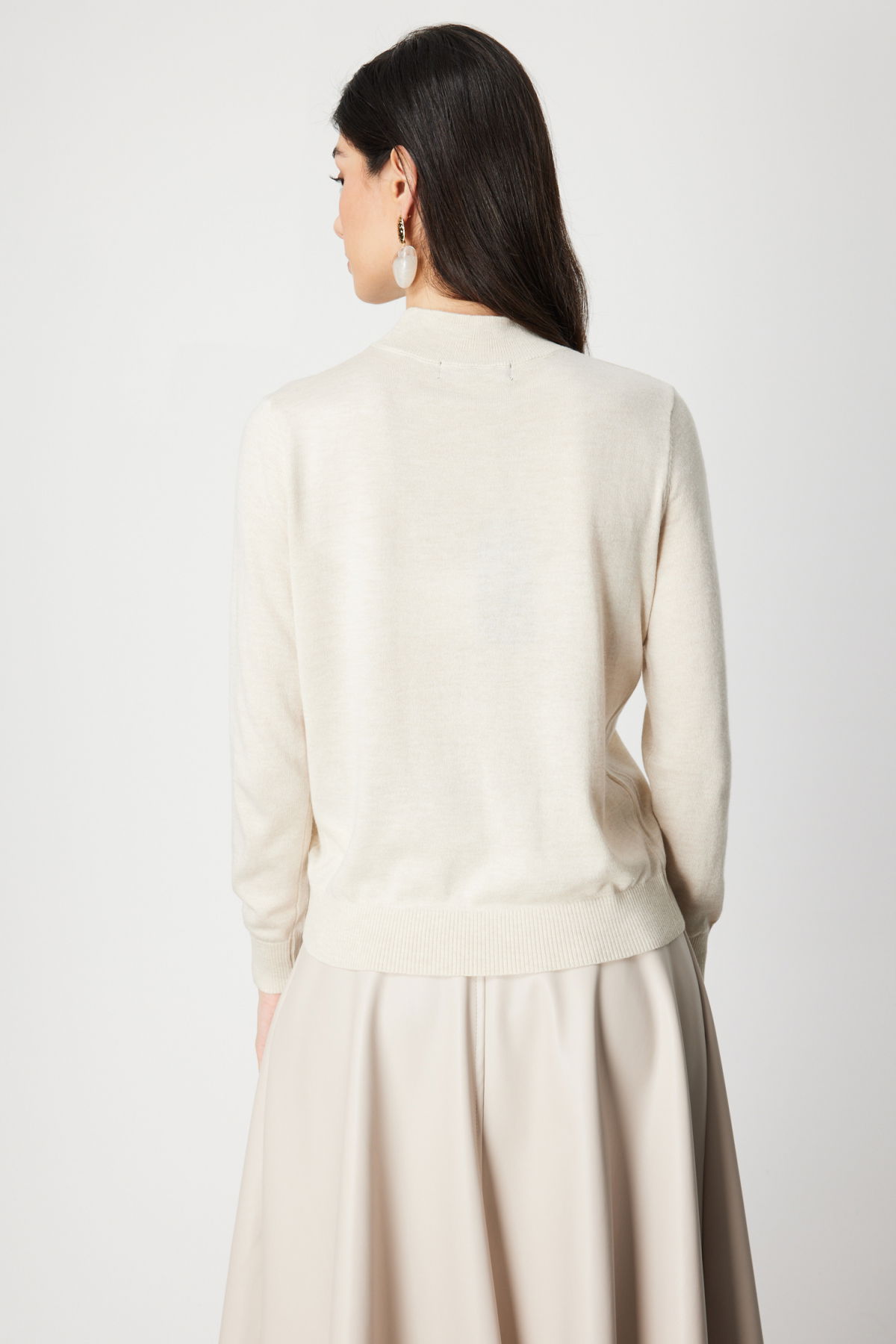 On Kadın Omzu Taş Detaylı Triko Kazak 60453 Ekru - 4