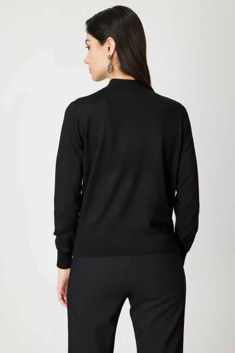 On Kadın Omzu Taş Detaylı Triko Kazak 60453 Siyah - 5