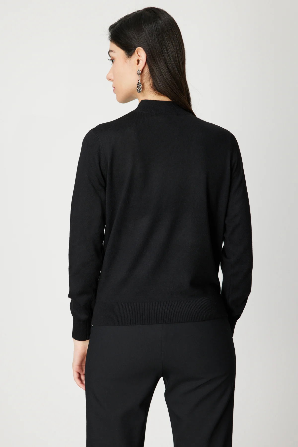 On Kadın Omzu Taş Detaylı Triko Kazak 60453 Siyah - 5