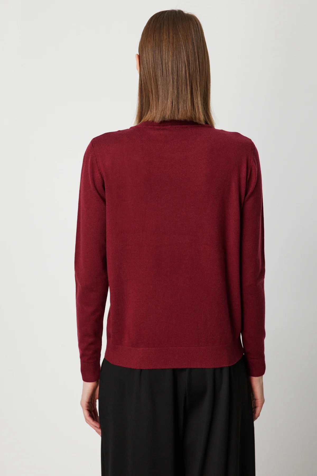 On Kadın Omzu Taş Detaylı Triko Kazak 63314 Bordo - 4