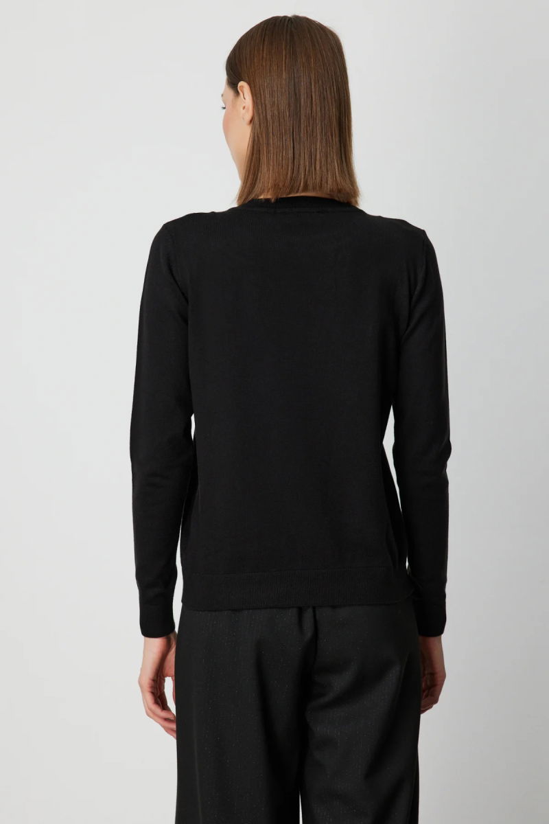 On Kadın Omzu Taş Detaylı Triko Kazak 63314 Siyah - 4