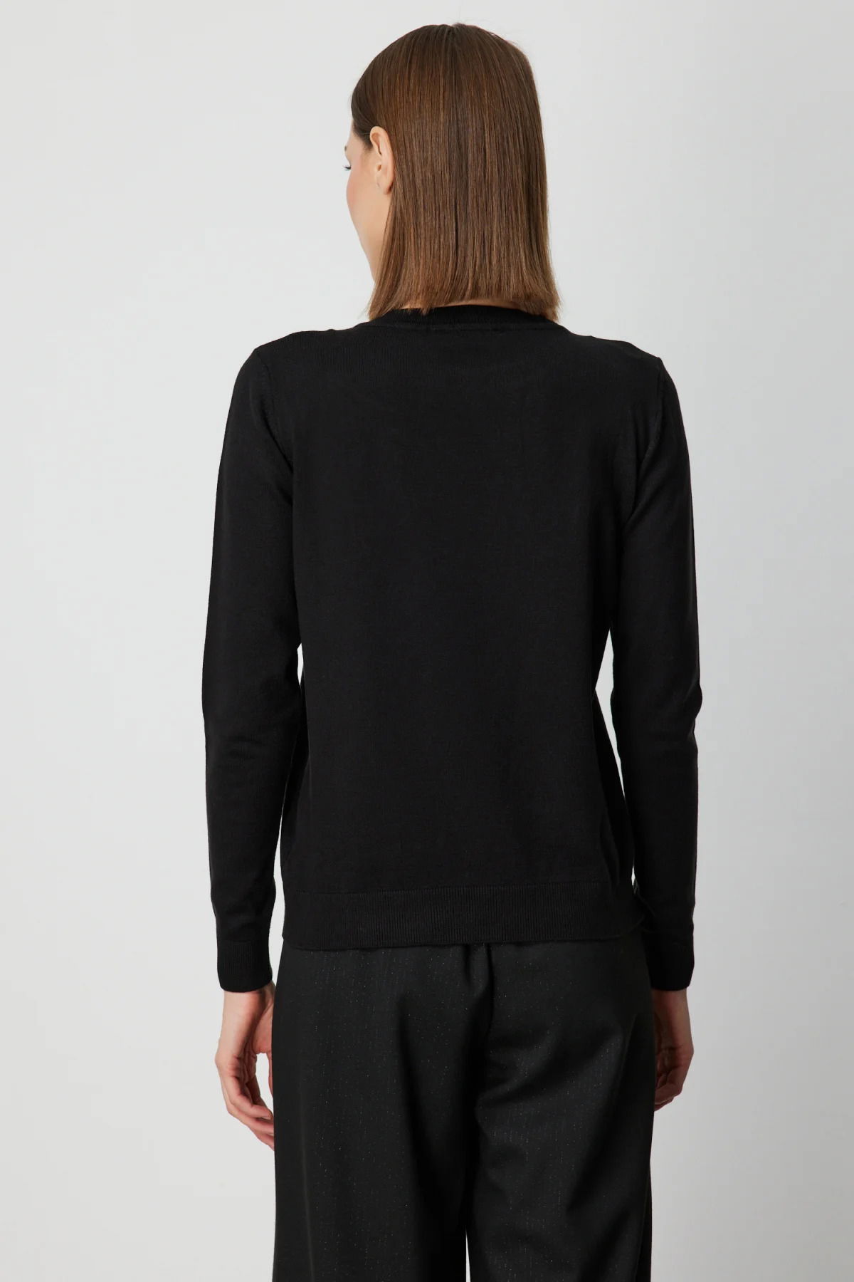 On Kadın Omzu Taş Detaylı Triko Kazak 63314 Siyah - 4