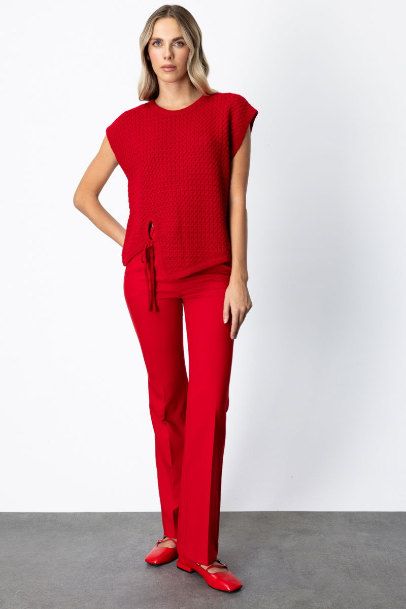 On Kadın Önü Bağlamalı Süveter 65337 Kırmızı - 3