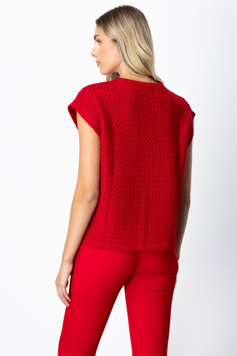 On Kadın Önü Bağlamalı Süveter 65337 Kırmızı - 4