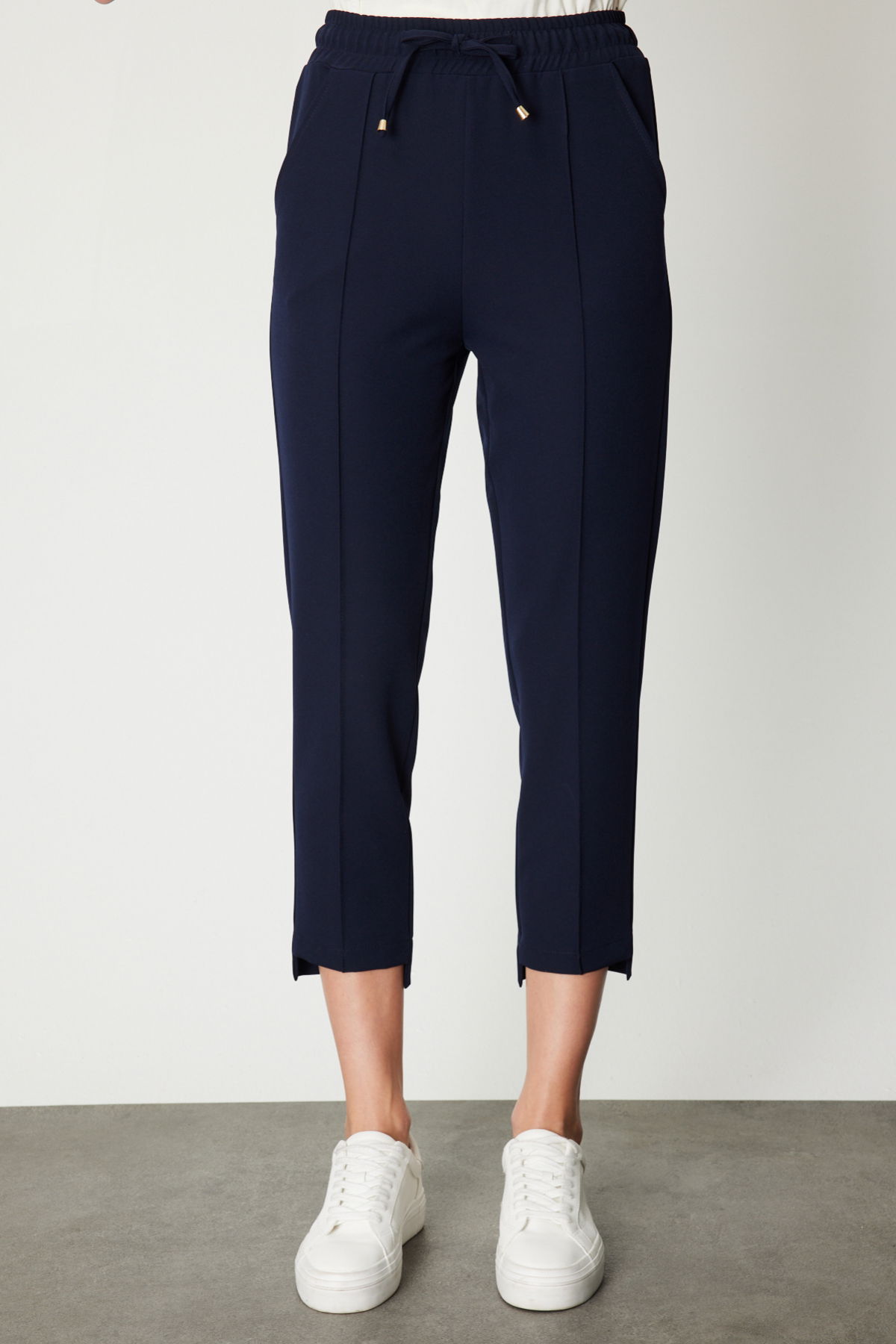 On Kadın Önü Çimalı Dar Paça Eşofman Altı 64138 Lacivert - 3