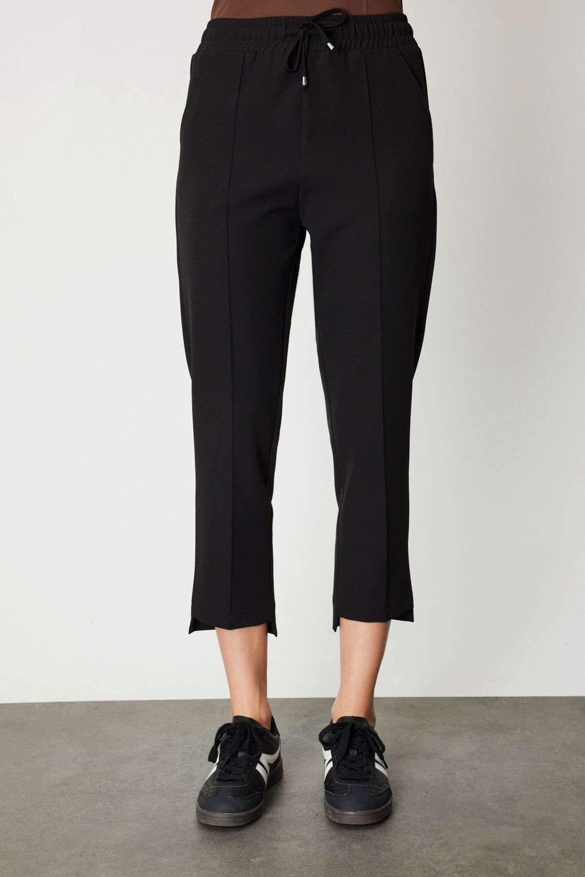 On Kadın Önü Çimalı Dar Paça Eşofman Altı 64138 Siyah - 3