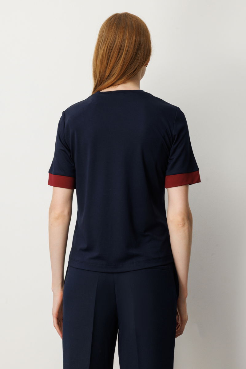 On Kadın Önü Taşlı Sıfır Yaka Bluz 61331 Laci-Bordo - 4