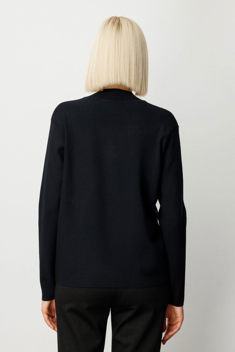 On Kadın Pencere Detaylı Taşlı Kazak 65372 Siyah - 4