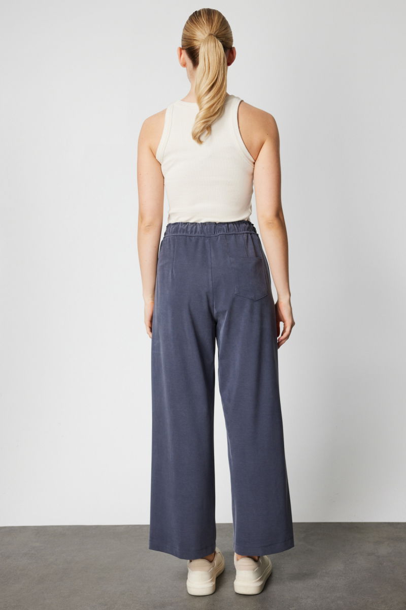 On Kadın Pile Detaylı Bol Paça Eşofman Altı 64176 Lacivert - 4