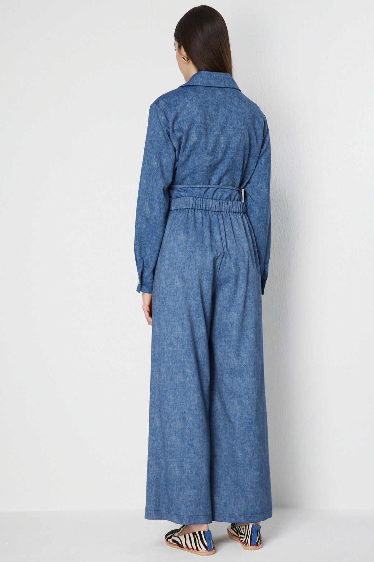 On Kadın Pileli Bol Paça Pantolon 72346 Indigo - 4