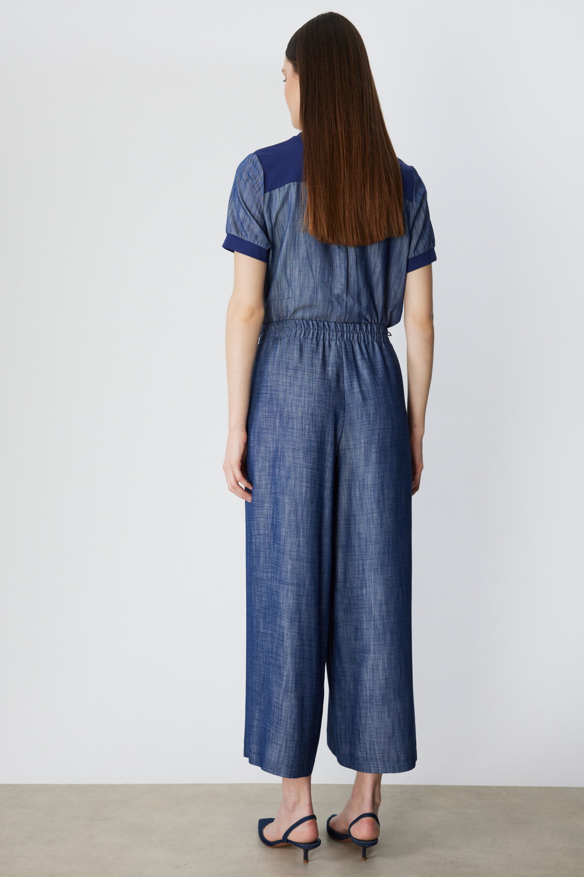 On Kadın Pileli Geniş Paça Pantolon 74120 Indigo - 4