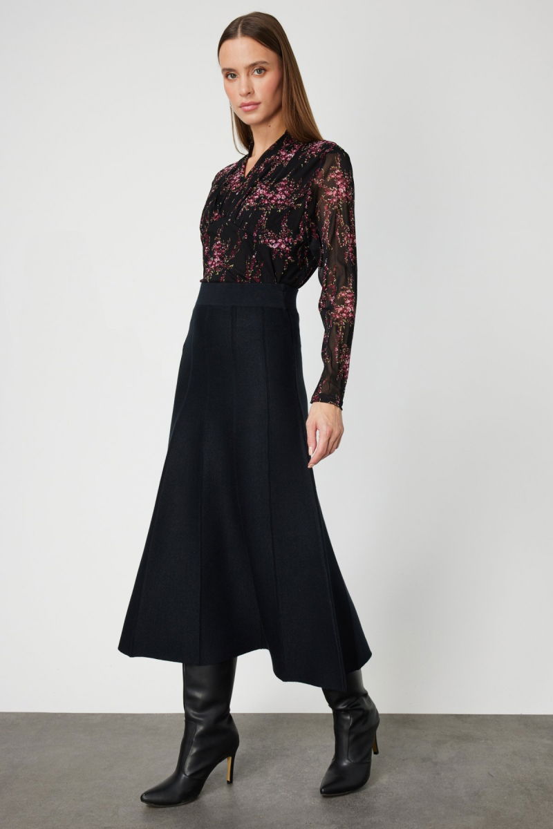 On Kadın Pileli Midi Triko Etek 65210 Siyah - 2