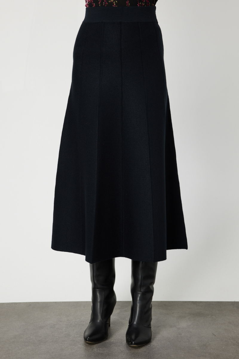 On Kadın Pileli Midi Triko Etek 65210 Siyah - 3