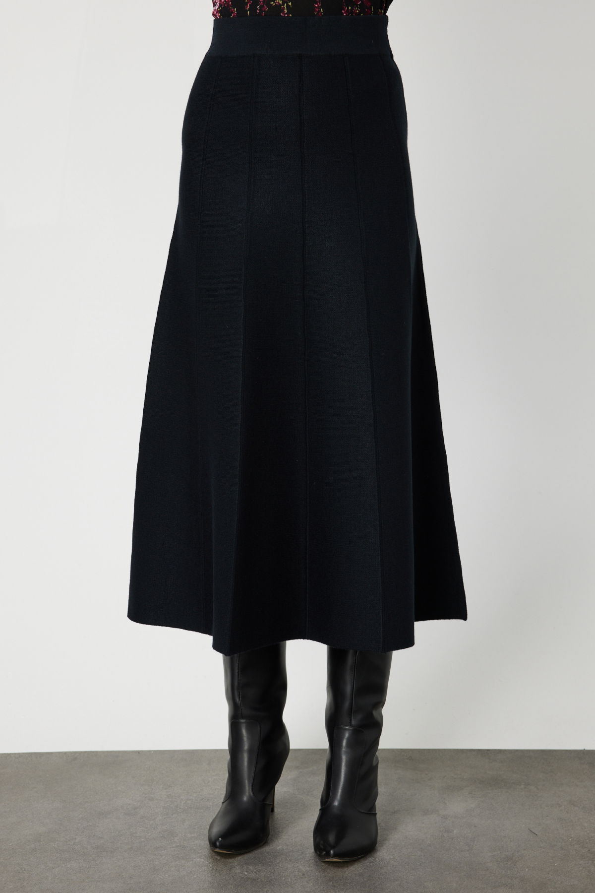 On Kadın Pileli Midi Triko Etek 65210 Siyah - 3