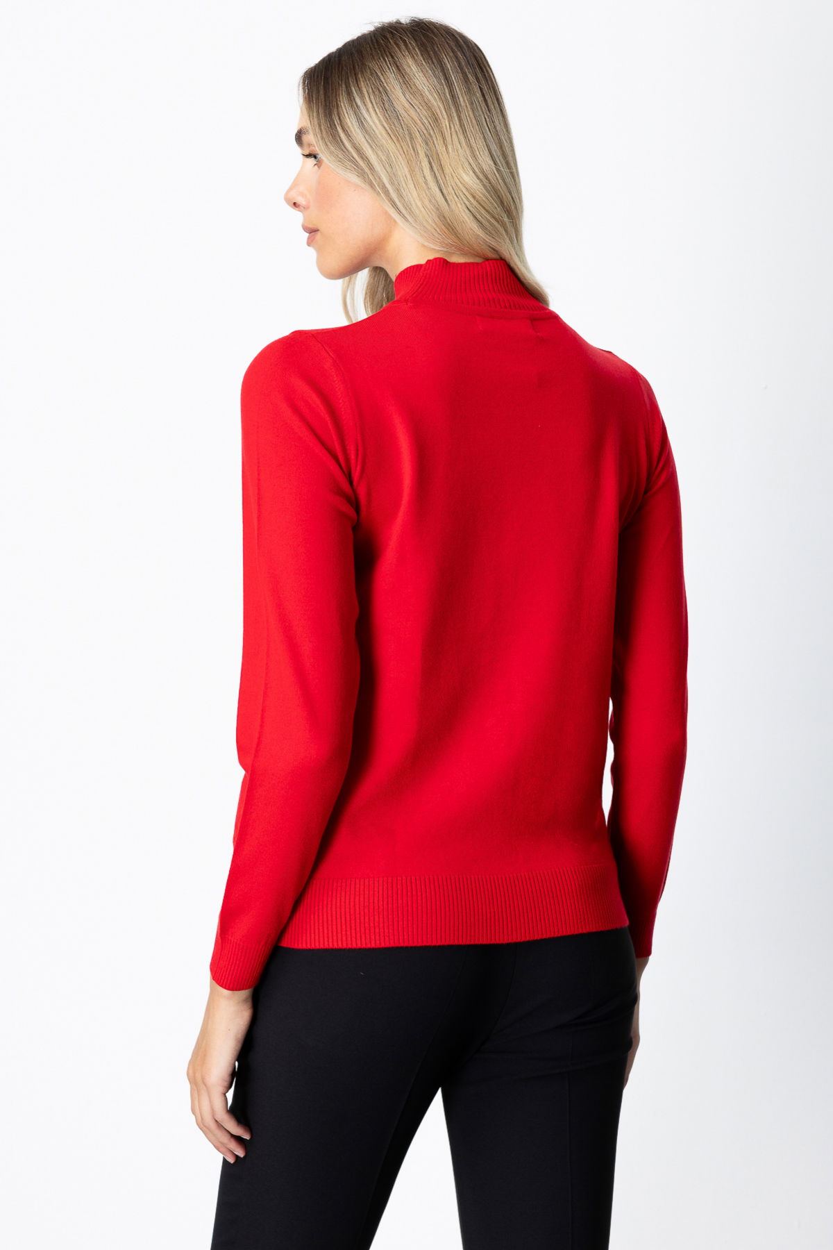 On Kadın Püsküllü Kalp Detaylı Dik Yaka Kazak 65325 Kırmızı - 4