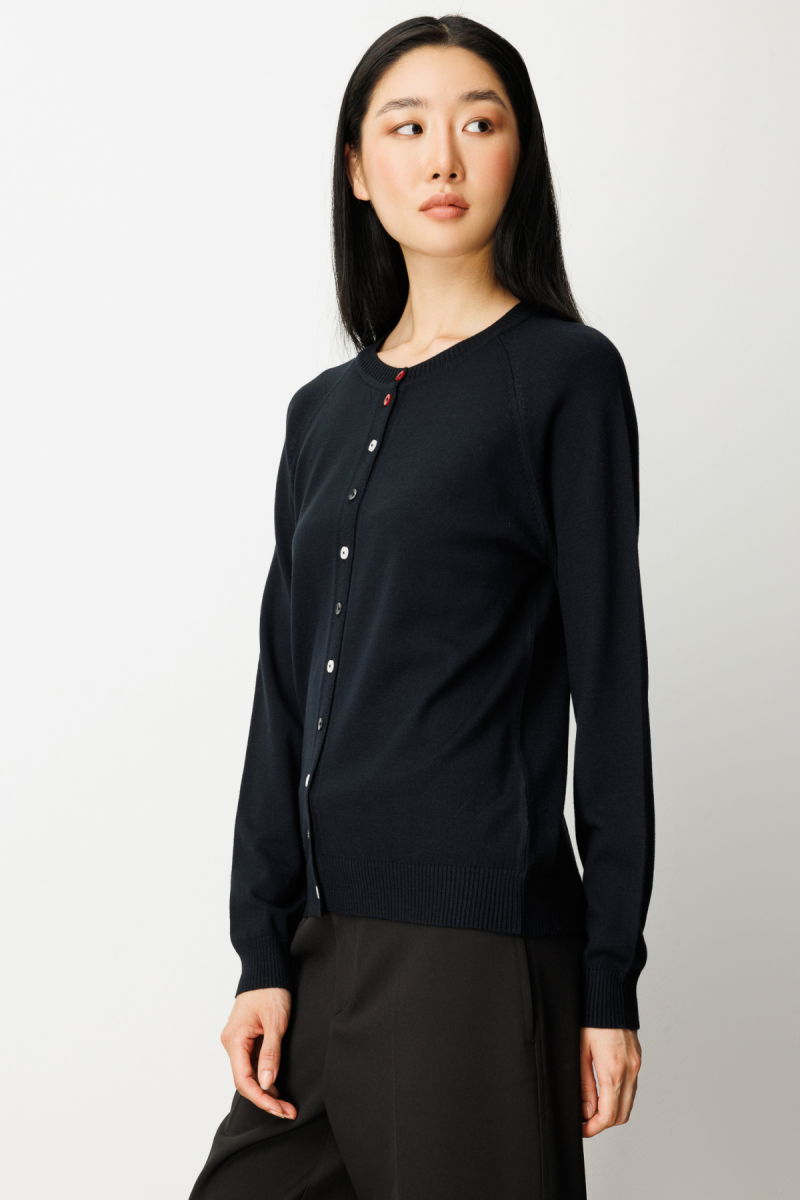 On Kadın Renkli Düğmeli Sıfır Yaka Triko Hırka 65921 Siyah - 2