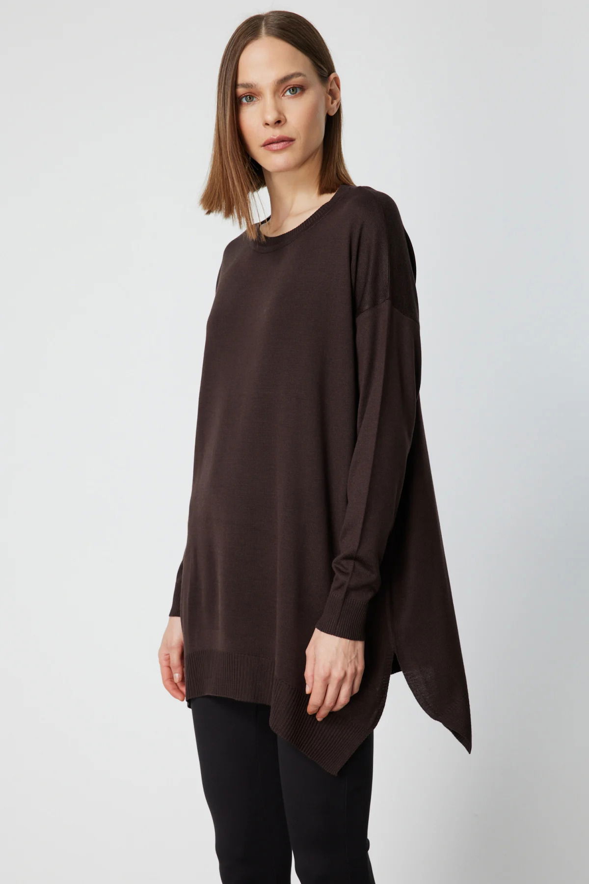 On Kadın Salaş Verev Tunik 65316 Kahverengi - 2