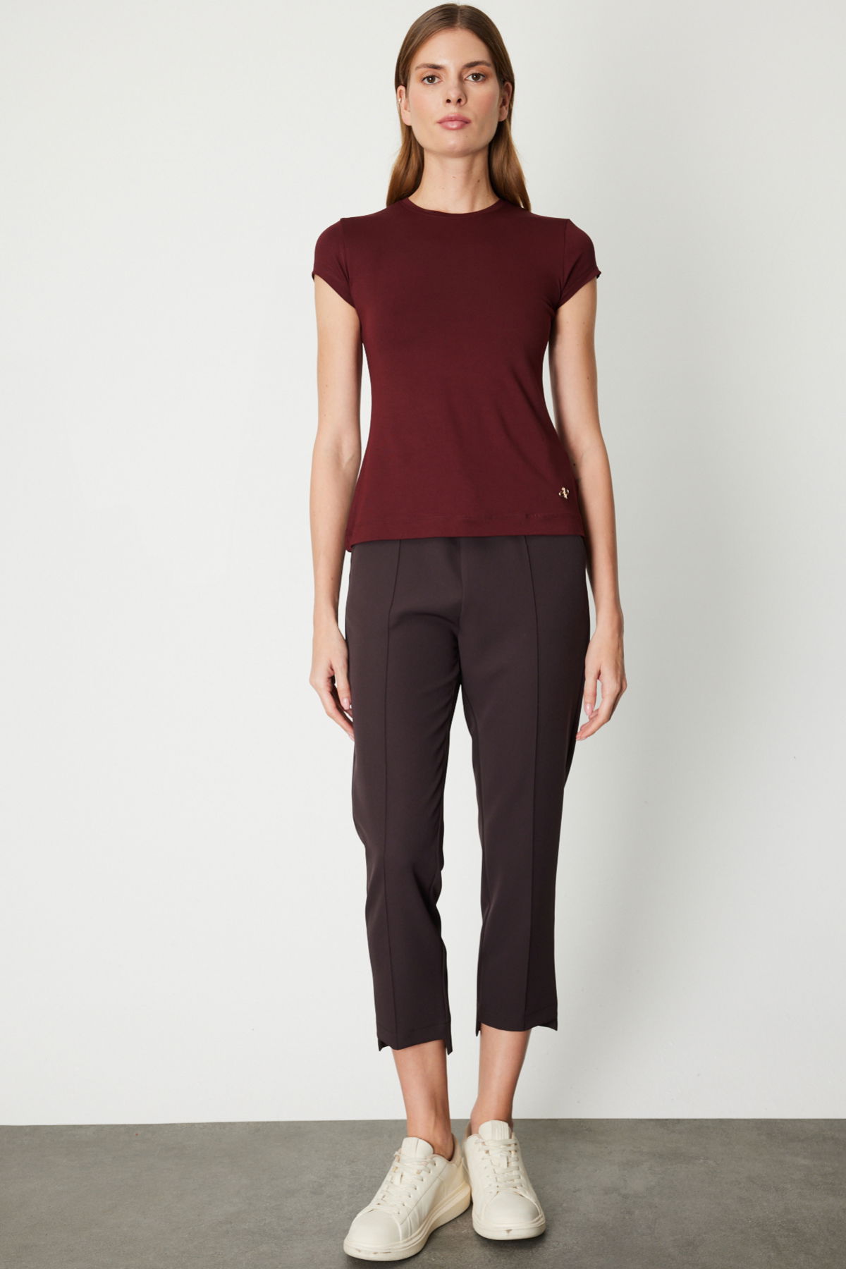 On Kadın Sıfır Yaka Ay Kol Basic Bluz 61302 Bordo - 3