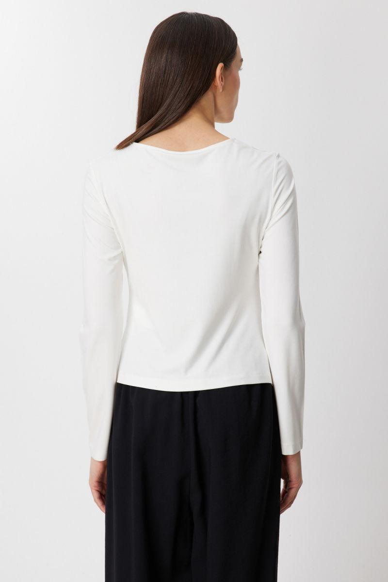 On Kadın Sıfır Yaka Büzgü Detaylı Bluz 61436 Ekru - 4
