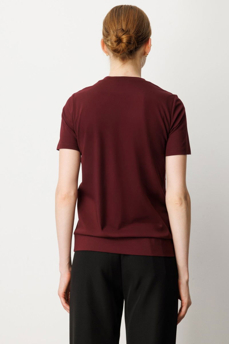 On Kadın Sıfır Yaka Cepli T-Shirt 61340 Bordo - 4