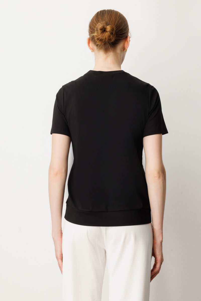 On Kadın Sıfır Yaka Cepli T-Shirt 61340 Siyah - 4
