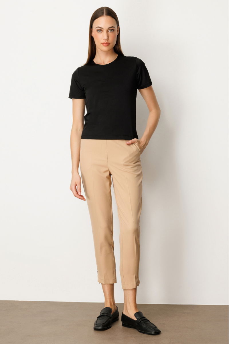 On Kadın Sıfır Yaka Kısa Kol Basic Bluz 61334 Siyah - 3