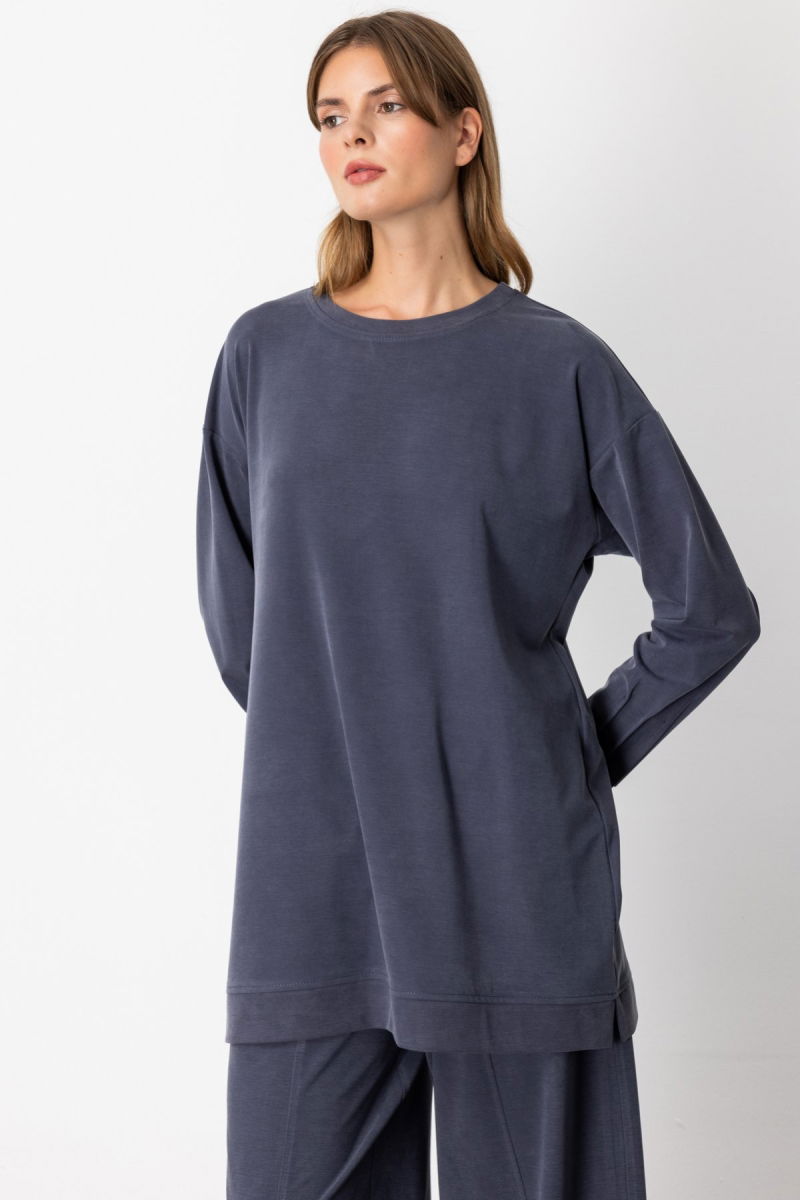 On Kadın Sıfır Yaka Tunik 64308 Lacivert - 2