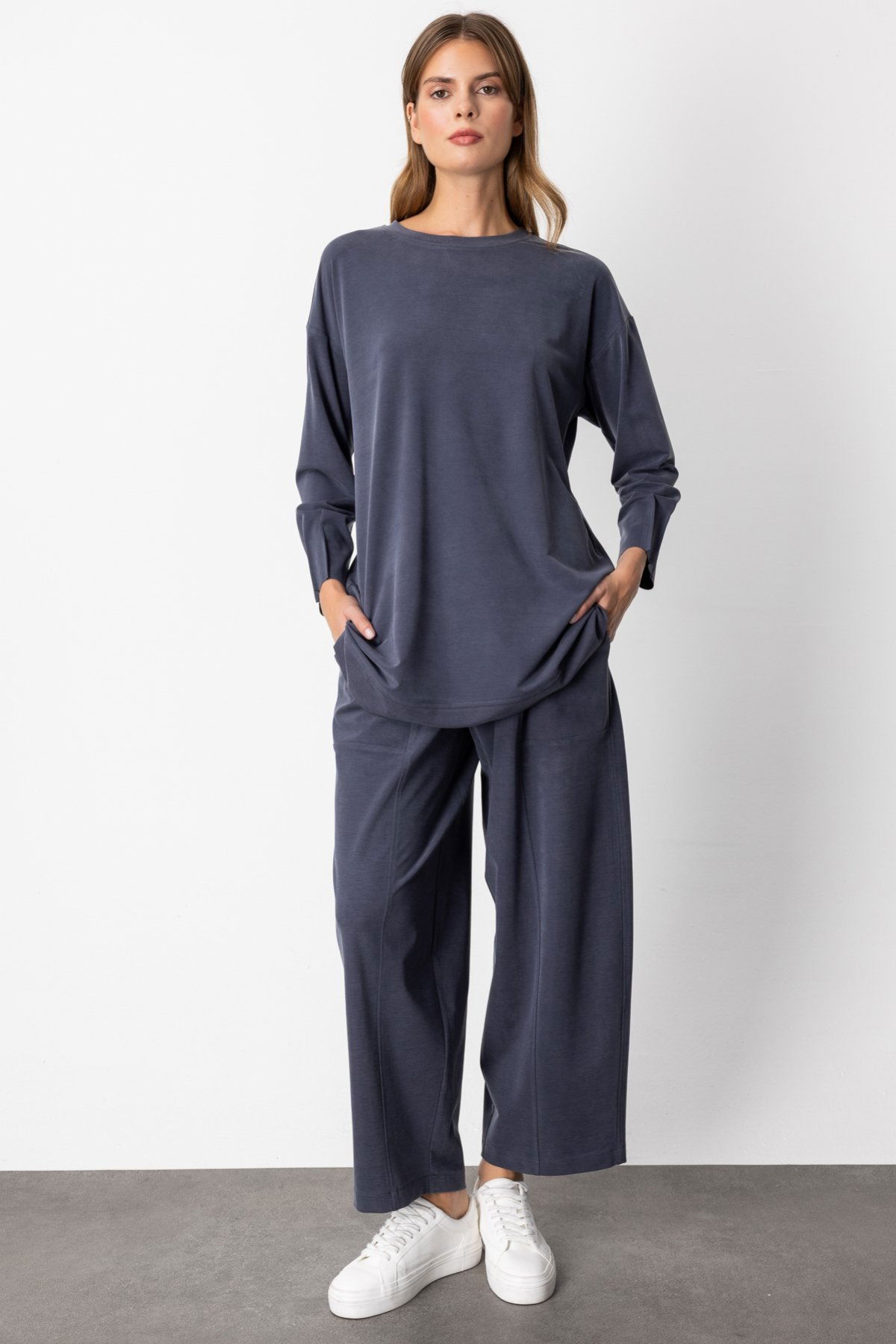 On Kadın Sıfır Yaka Tunik 64308 Lacivert - 3