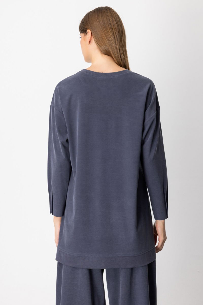 On Kadın Sıfır Yaka Tunik 64308 Lacivert - 4