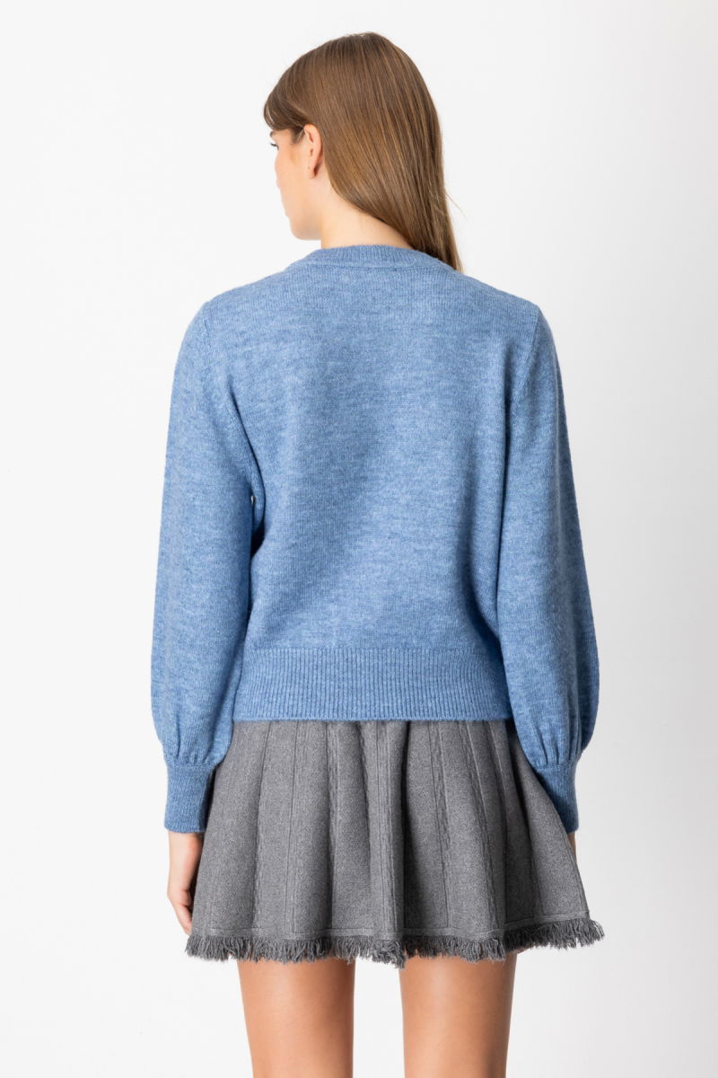 On Kadın Sim Detaylı İncili Kazak 63316 Mavi - 4