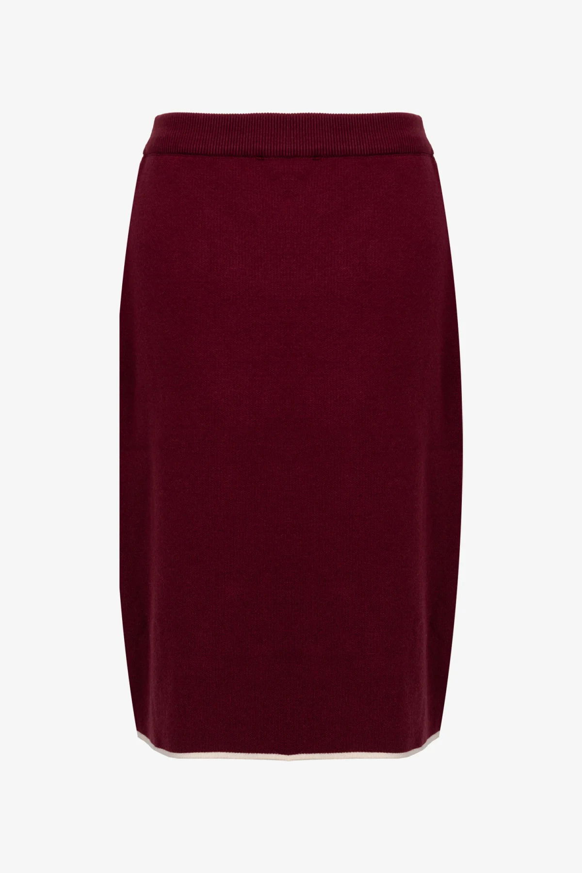 On Kadın Süs Düğmeli Diz Üstü Triko Etek 69915 Bordo - 3