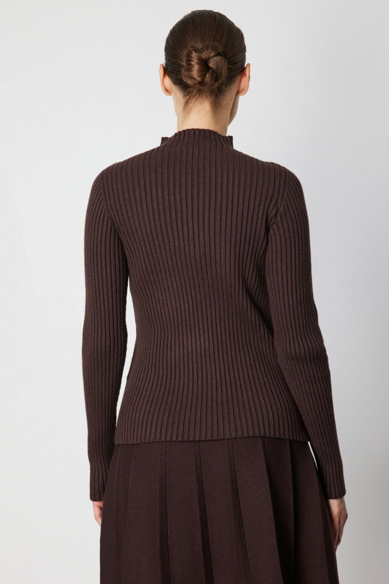 On Kadın Süs Düğmeli Fitilli Triko Kazak 69312 Kahverengi - 4