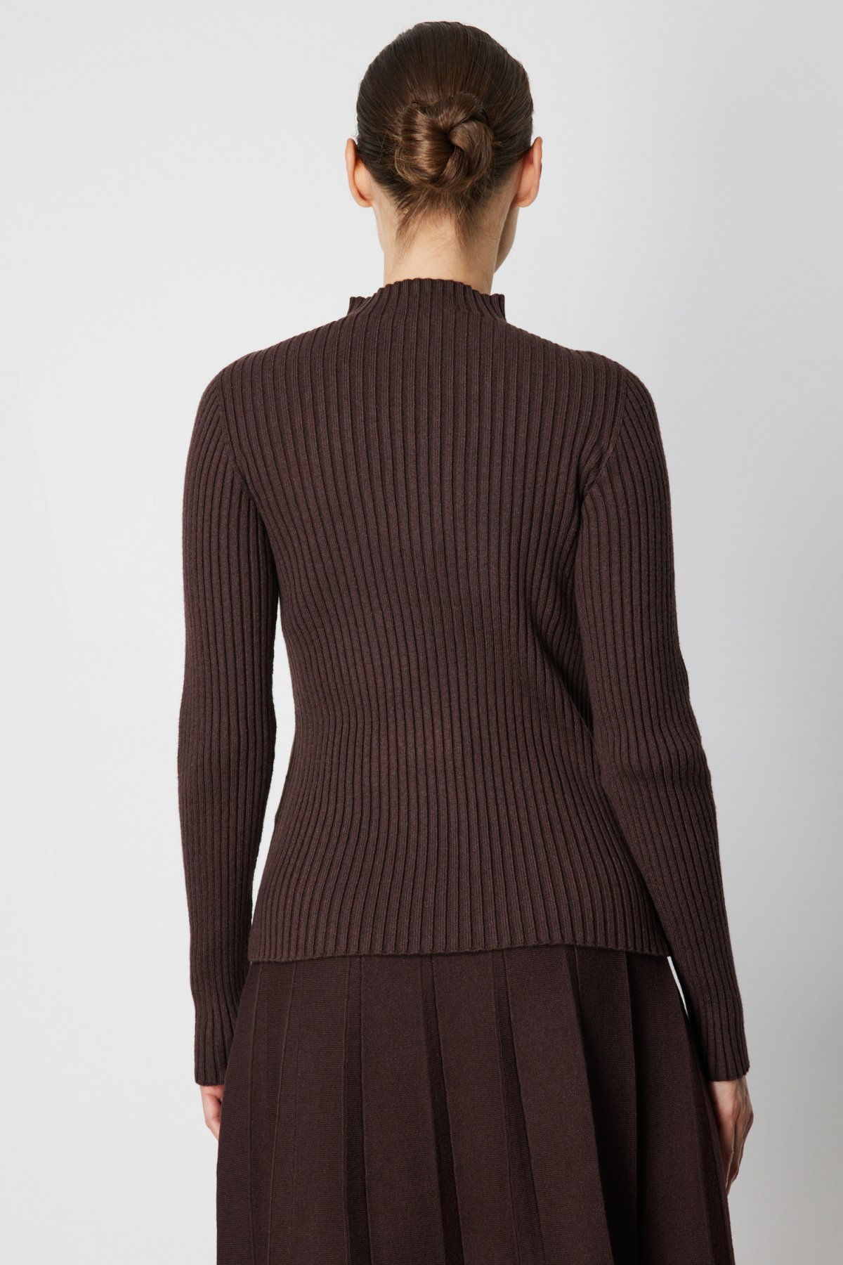 On Kadın Süs Düğmeli Fitilli Triko Kazak 69312 Kahverengi - 4